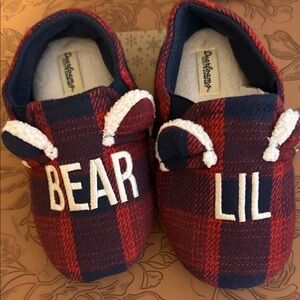 2/$15 Dearfoams Kids Red and Blue Plaid Slippers